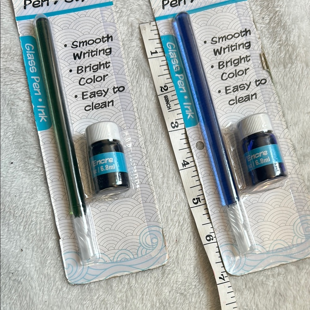 Glass Pen and Ink Set - Green and Blue
